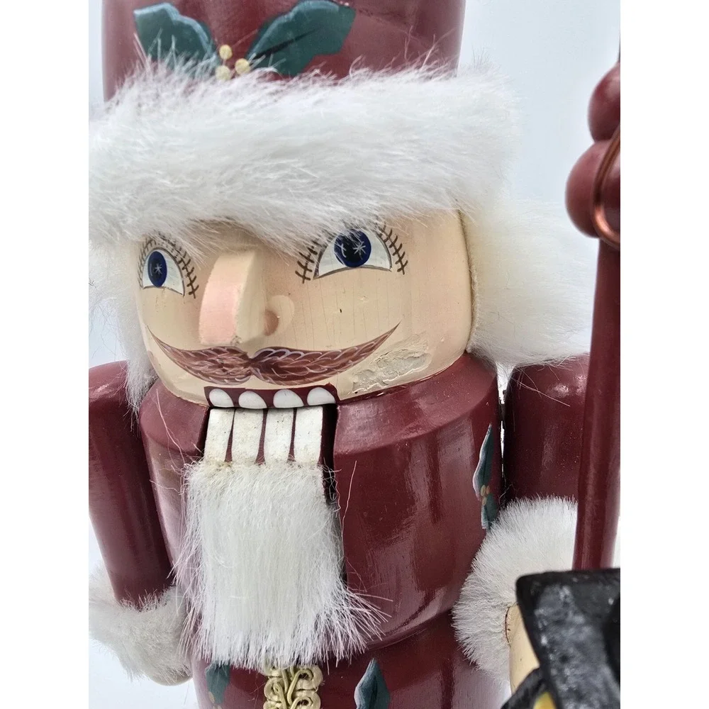 Santa With‎ Lantern Nutcracker Bombay Company Vintage Wooden Painted